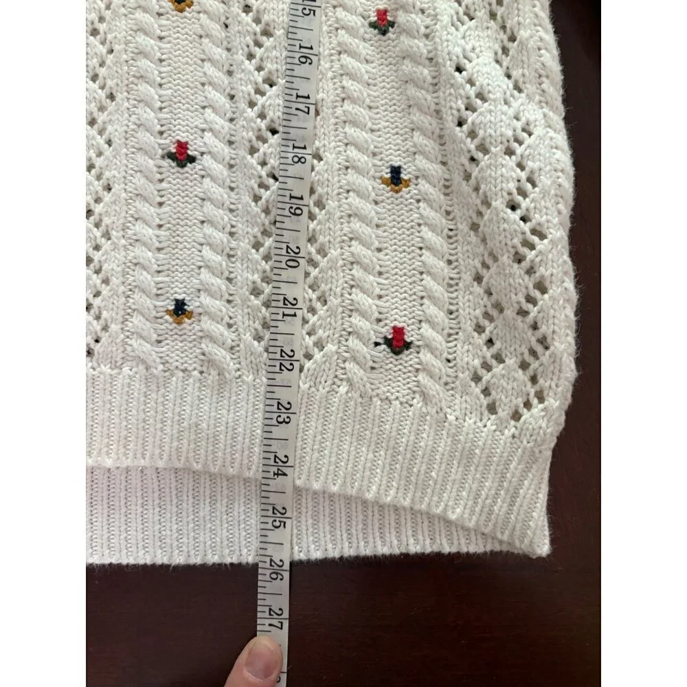 Vintage 90s Cottagecore Liz Sport Floral Embroidered Sweater Size Small - Picture 13 of 14
